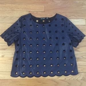 Faux Leather Navy Tee